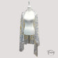 Foulard blanc coton motifs spirales et fleurs bleues