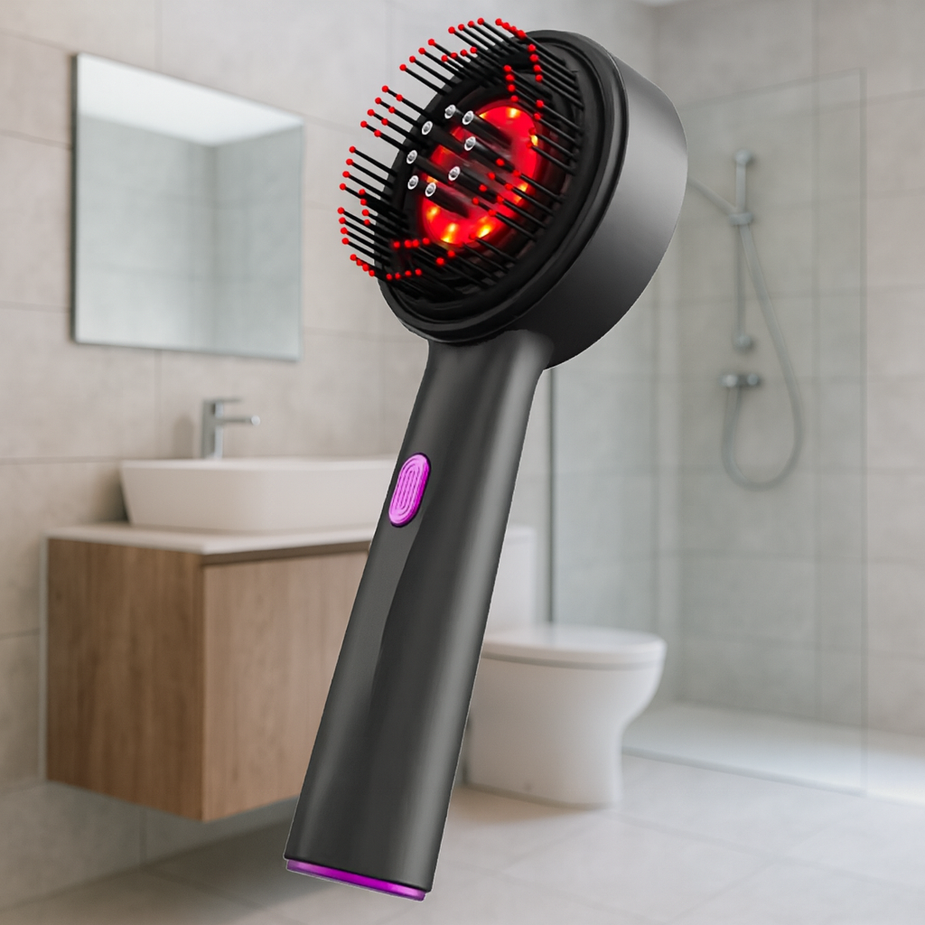Peigne LED avec lumière rouge et micro-vibrations activées