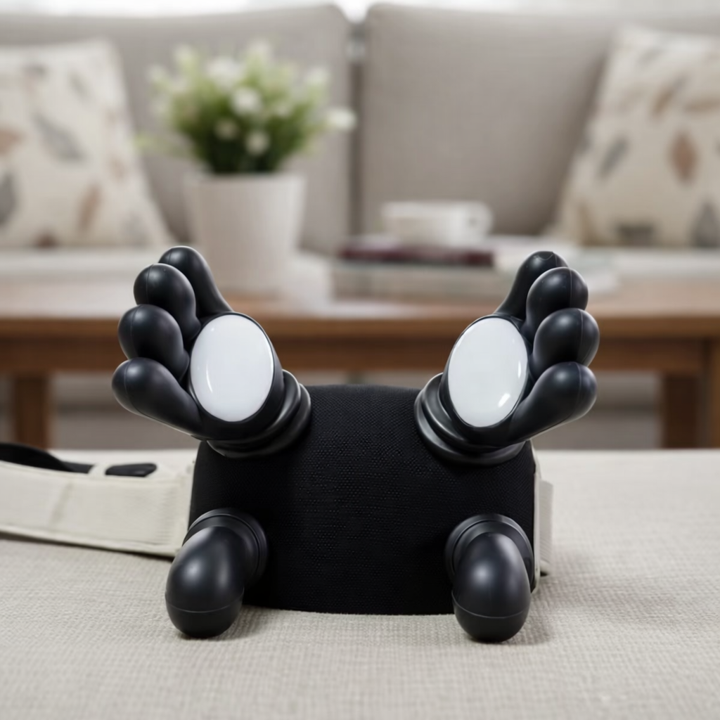 Gros plan sur les boutons de réglage du masseur cervical