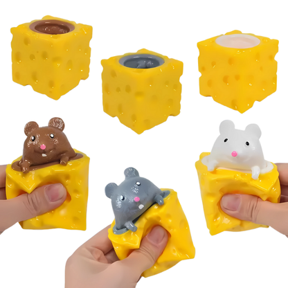 Ensemble de trois jouets fromage squishy avec souris