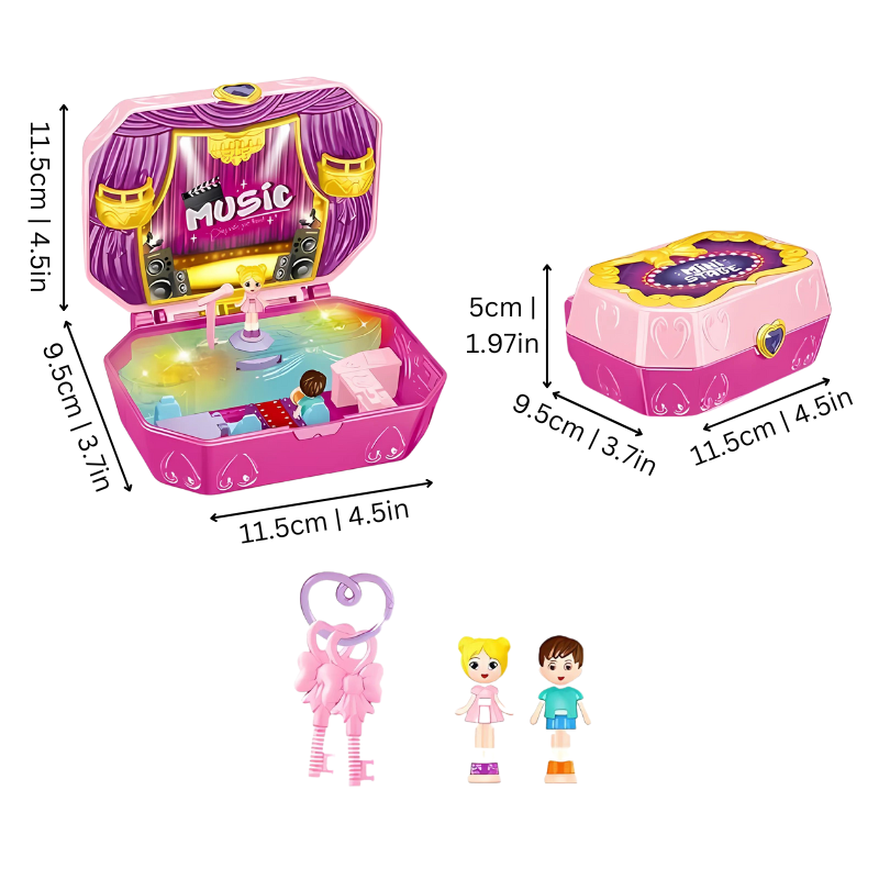 Accessoires miniatures colorés pour maison de poupée, gros plan