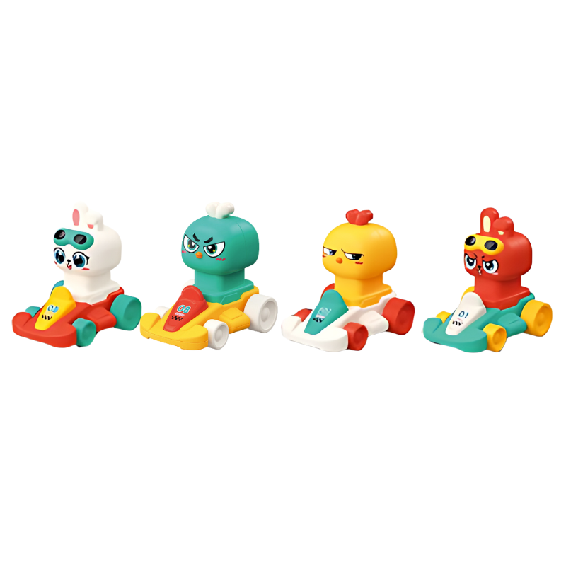 Lot de quatre karts animaux avec designs variés
