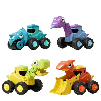 Ensemble de quatre dinosaures colorés en plastique résistant
