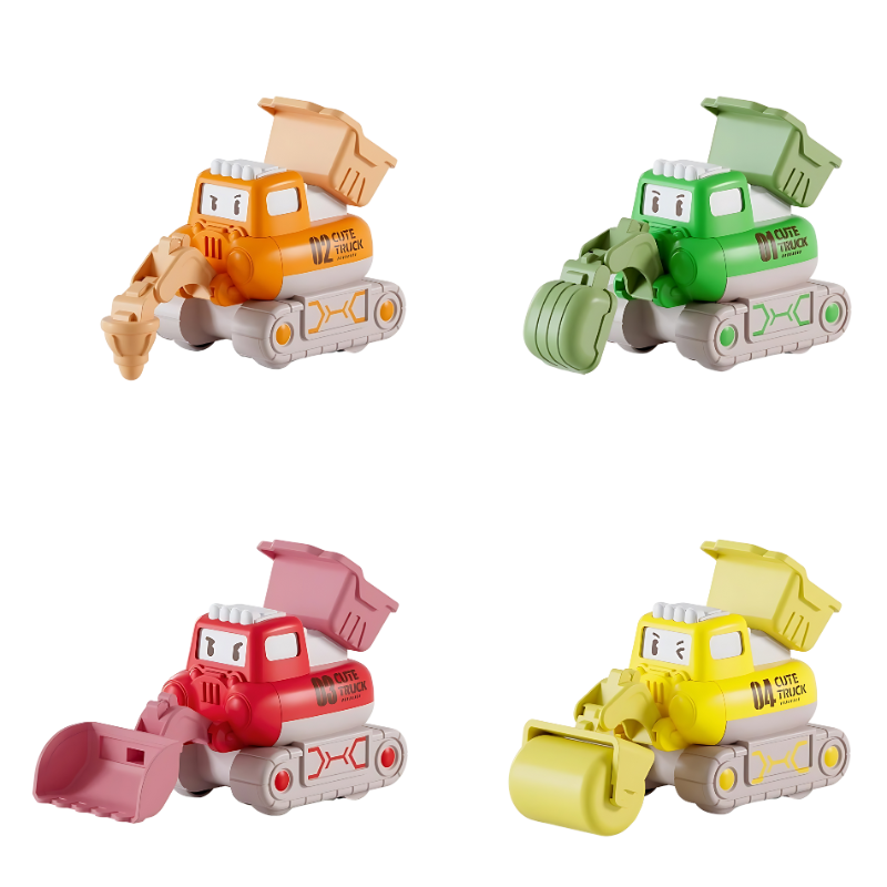 Ensemble de quatre véhicules de construction colorés pour enfants