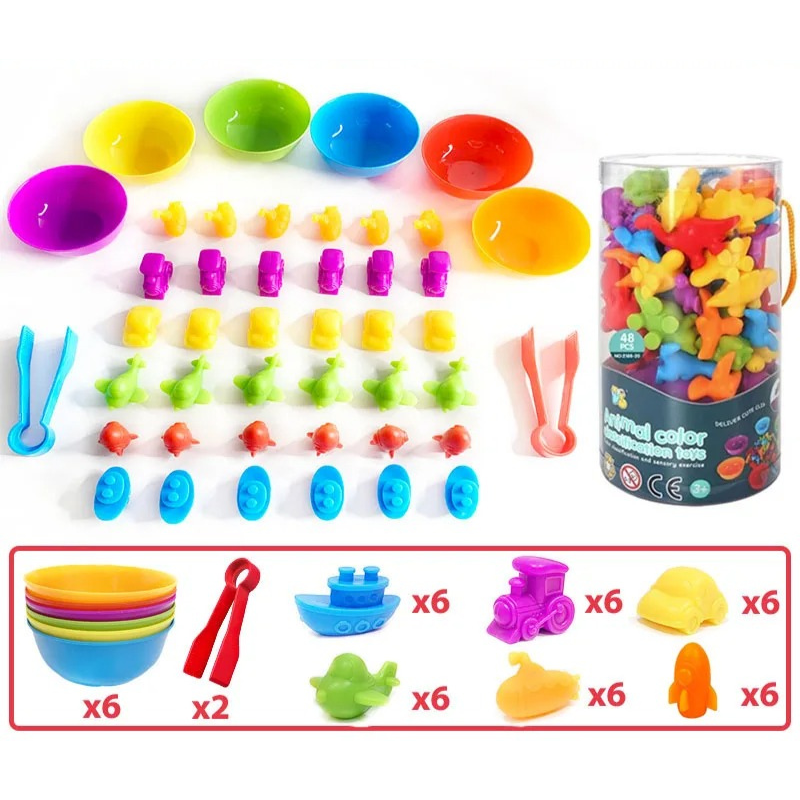 Gros plan sur des pièces de jeu de tri aux couleurs vives