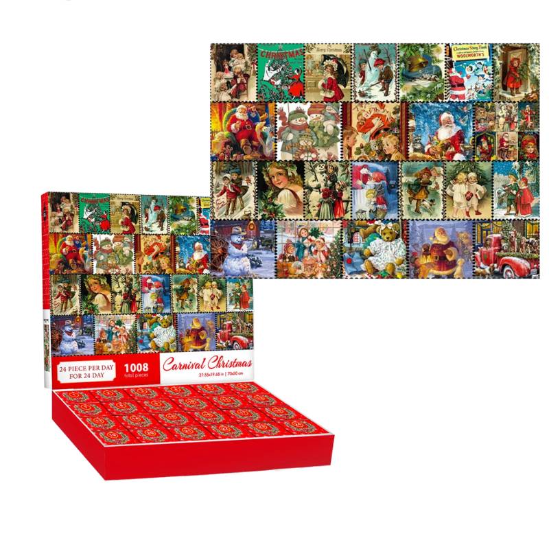 Illustration de timbres de Noël sur un puzzle