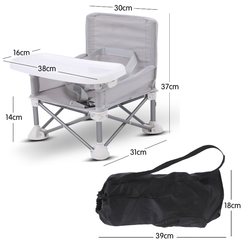 Chaise de camping pliable grise pour enfants en extérieur
