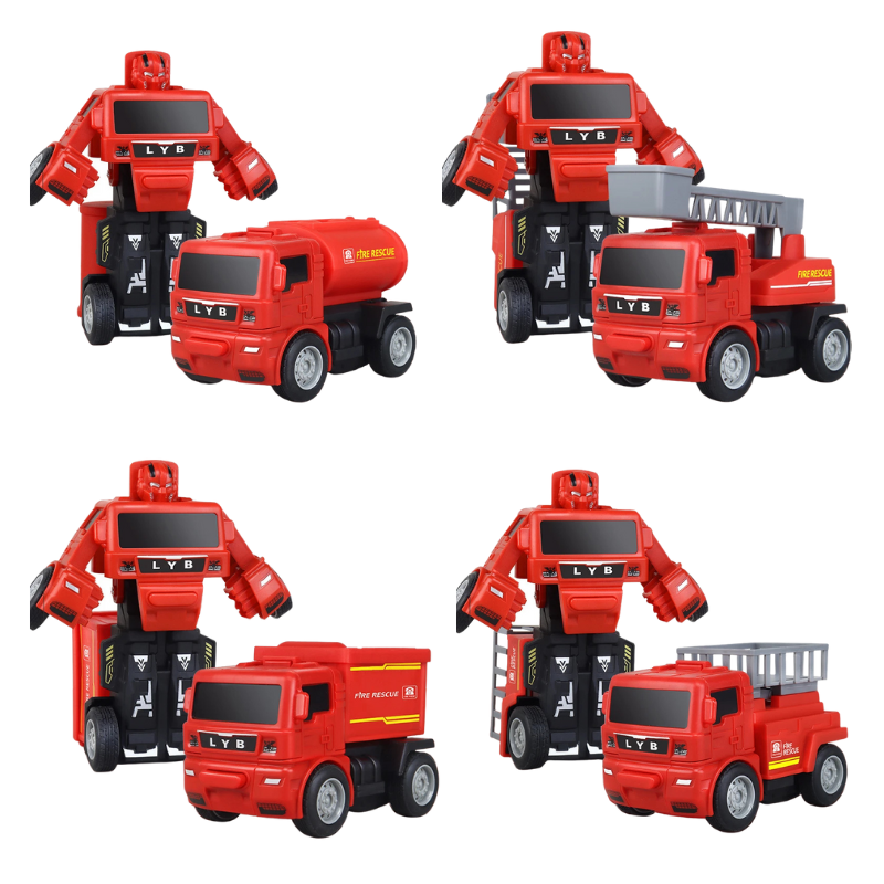 Quatre camions rouges de styles variés