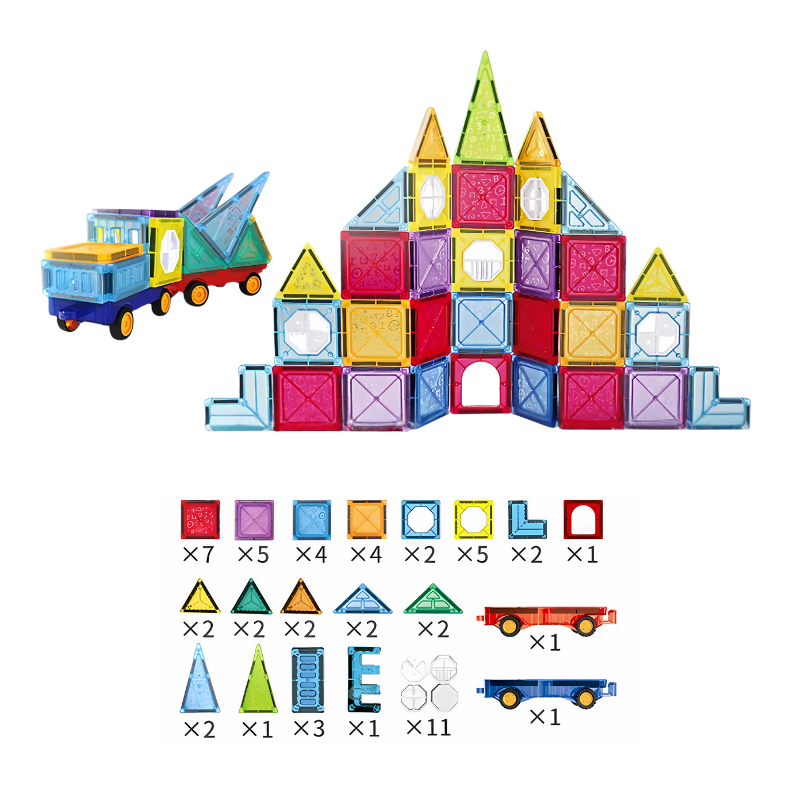 Pack de 60 blocs magnétiques avec diverses formes géométriques