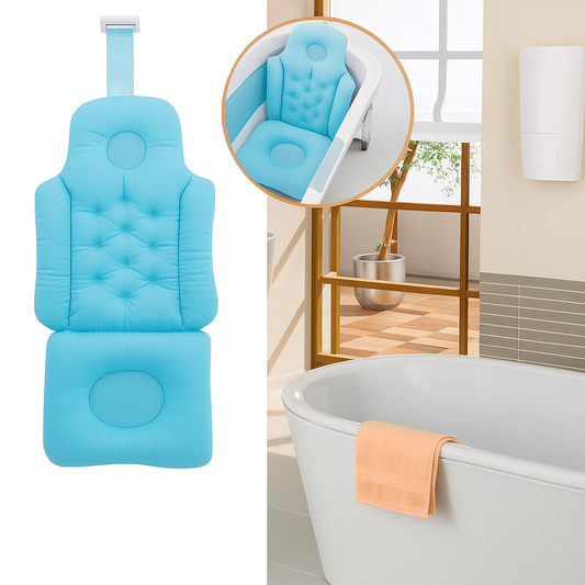 Vue de dessus de l'oreiller de bain avec coussin d'assise