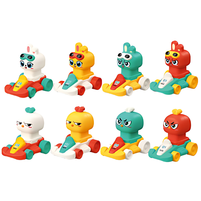 Ensemble de huit karts animaux en ABS pour enfants