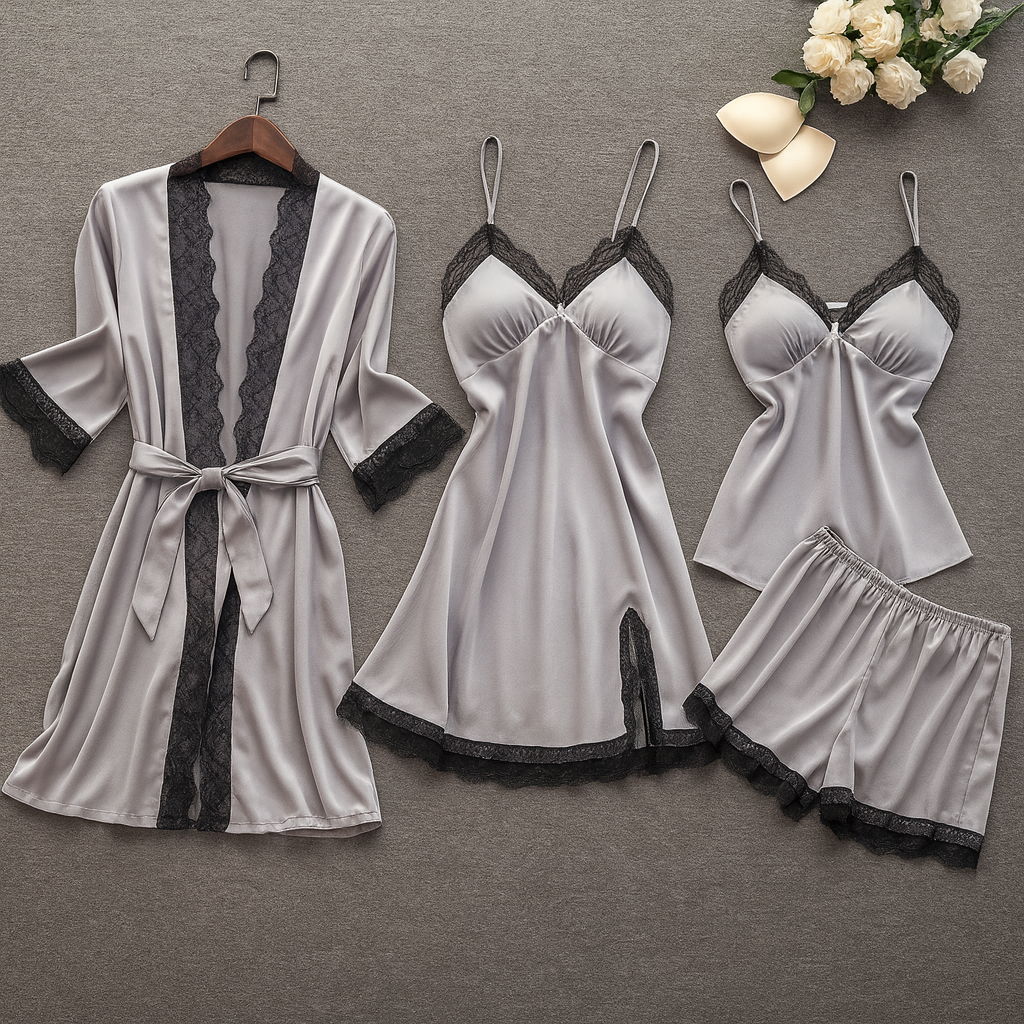 Vue latérale de la robe kimono en satin