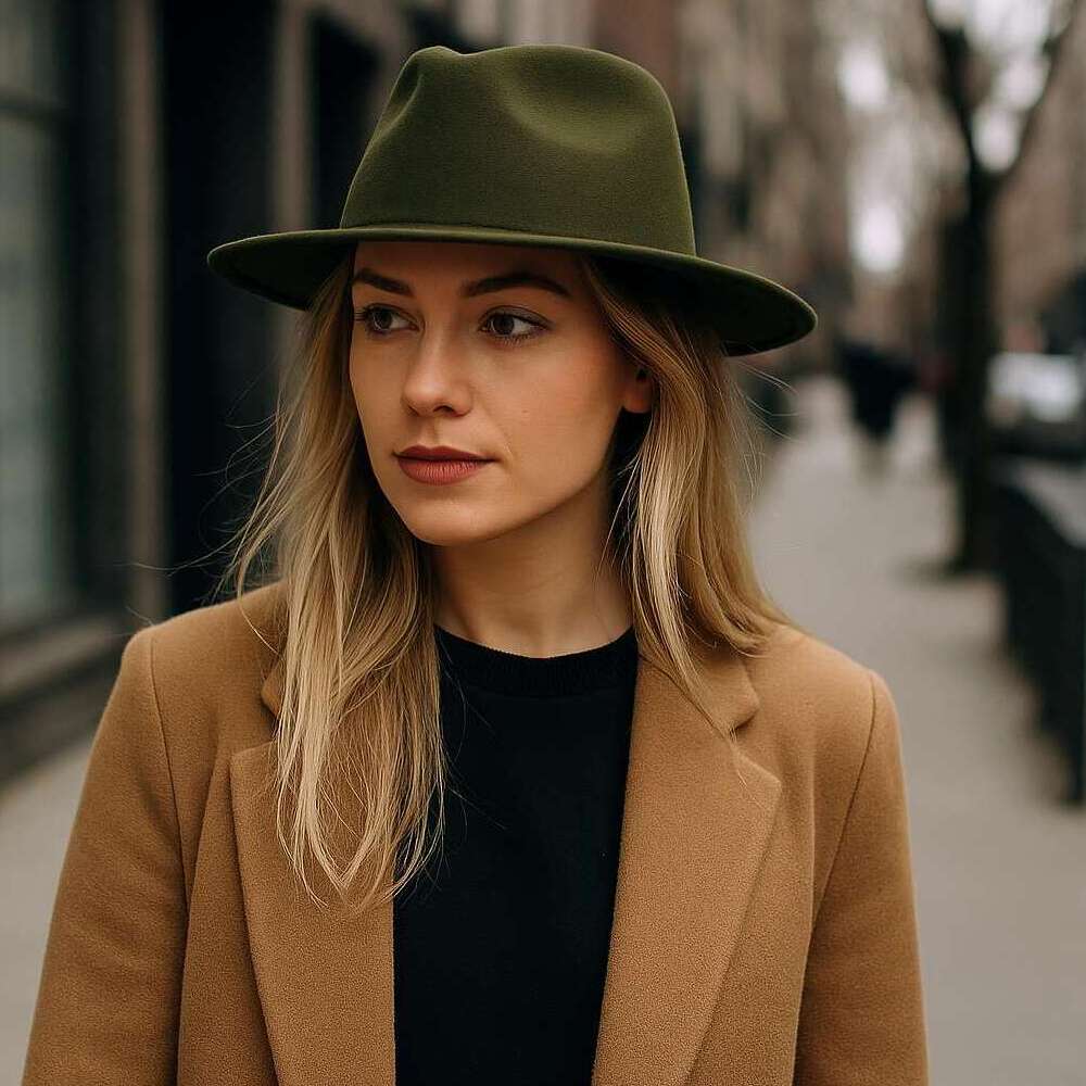 Jeune homme portant un chapeau Fedora en coton