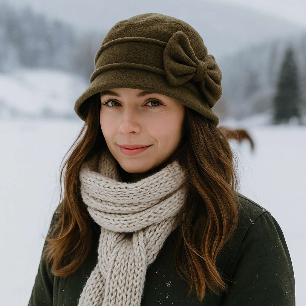 Jeune femme portant un chapeau cloche élégant, vue de face
