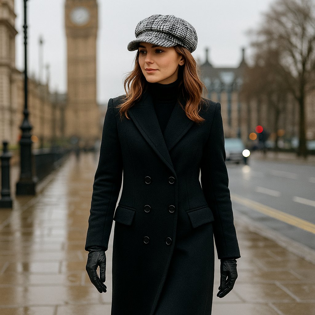 Jeune femme portant une casquette gavroche rétro-chic