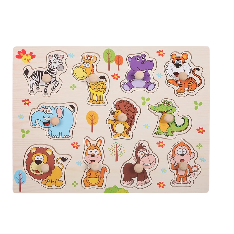 Puzzle en bois représentant des animaux de la ferme pour enfants