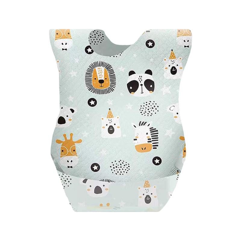 Bavoir jetable orné d'animaux pour protéger les vêtements