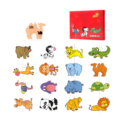 Puzzle d'animaux colorés pour enfants, pièces dispersées