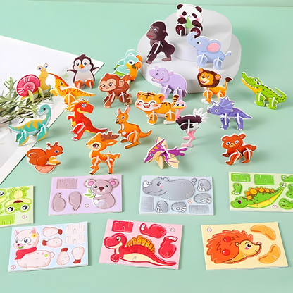 Puzzles animaux en mousse, formes variées et colorées