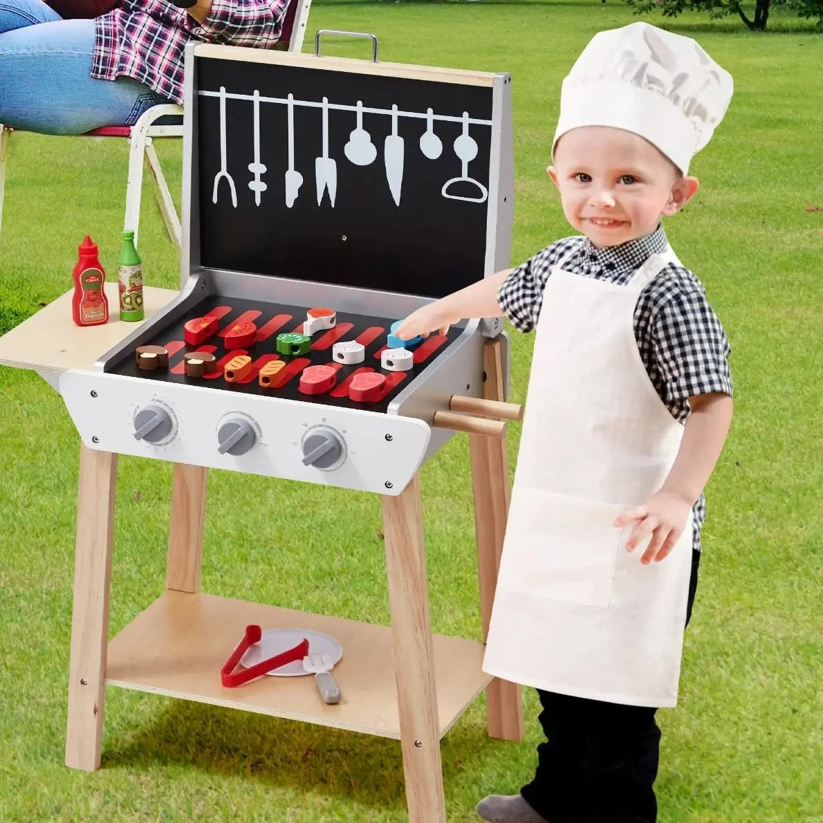 Ensemble de barbecue en bois avec accessoires pour enfants