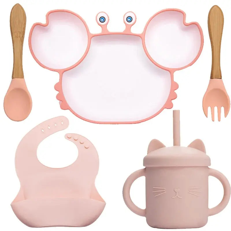 Assiette crabe en silicone avec cuillère incluse