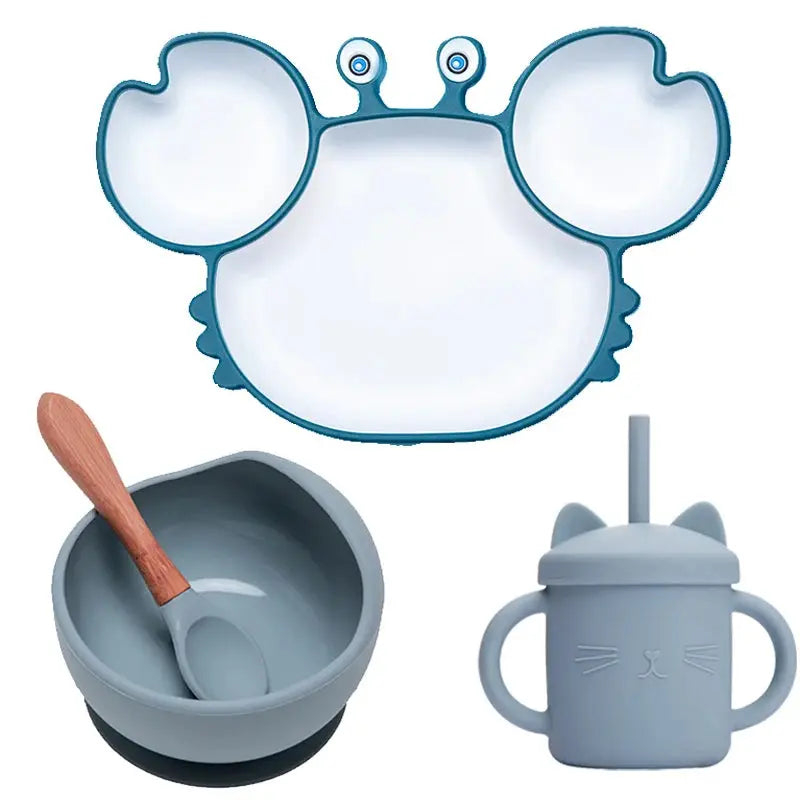 Assiette crabe avec compartiments pour divers aliments