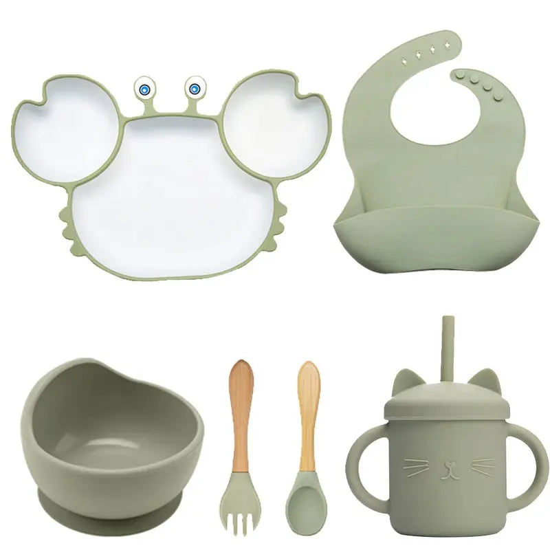 Set de repas crabe avec cuillère assortie pour bébé
