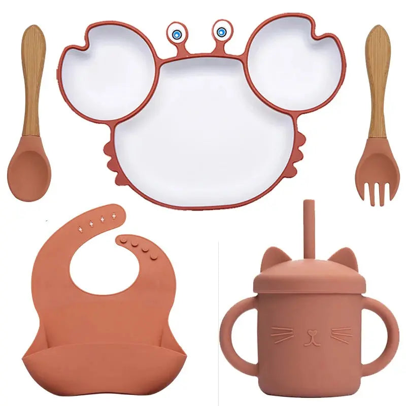 Assiette crabe en silicone avec ventouse pour sécurité