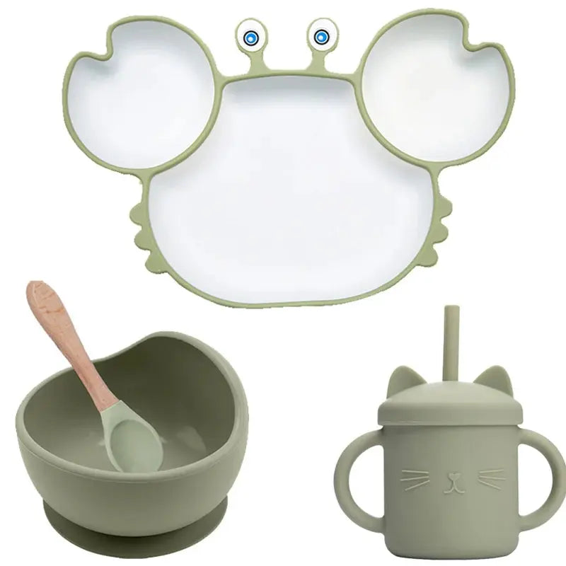Assiette crabe en silicone avec trois compartiments