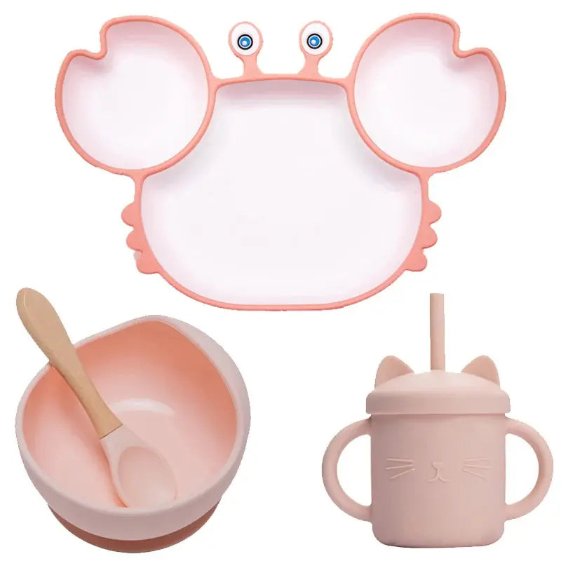 Set de repas crabe avec ventouse pour stabilité