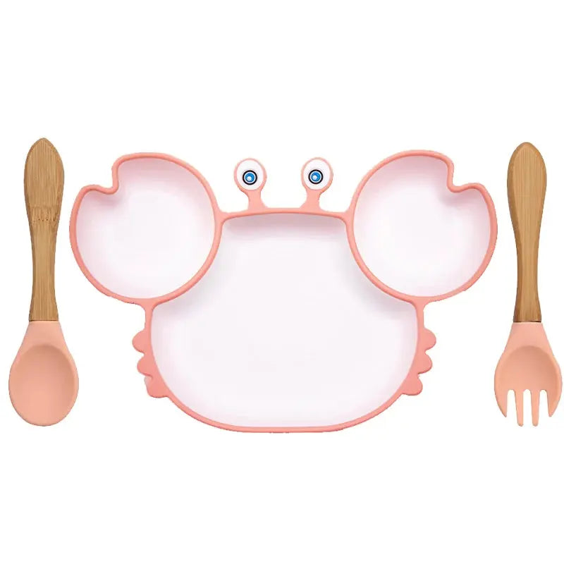 Vue d'ensemble d'un bol crabe en silicone pour bébé