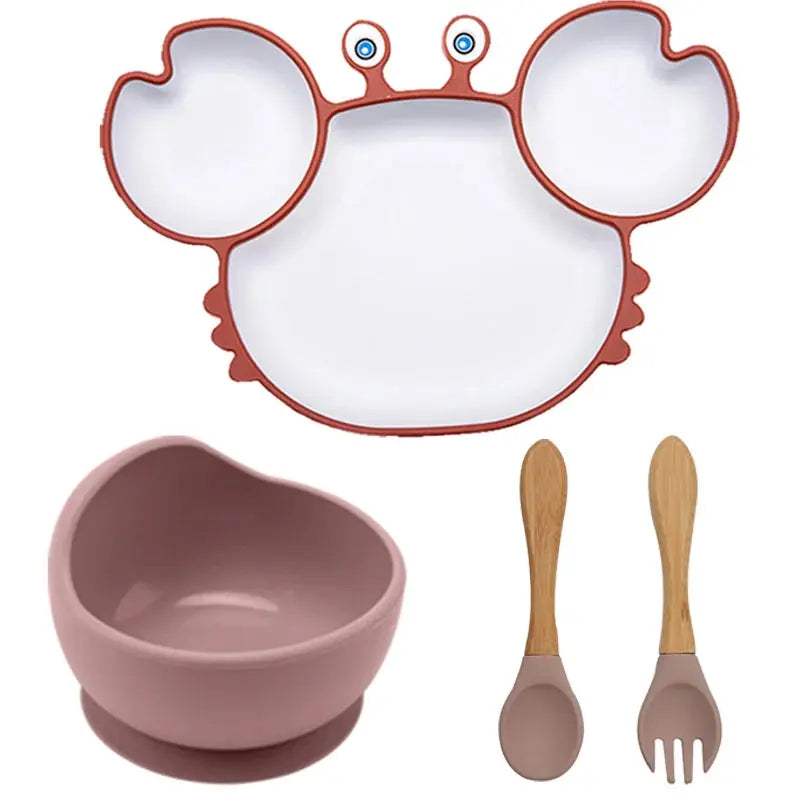 Bol crabe en silicone avec cuillère ergonomique