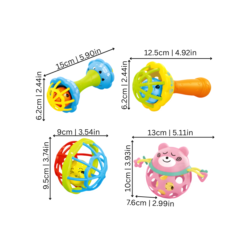 Hochet musical en tissu avec motifs colorés pour bébé