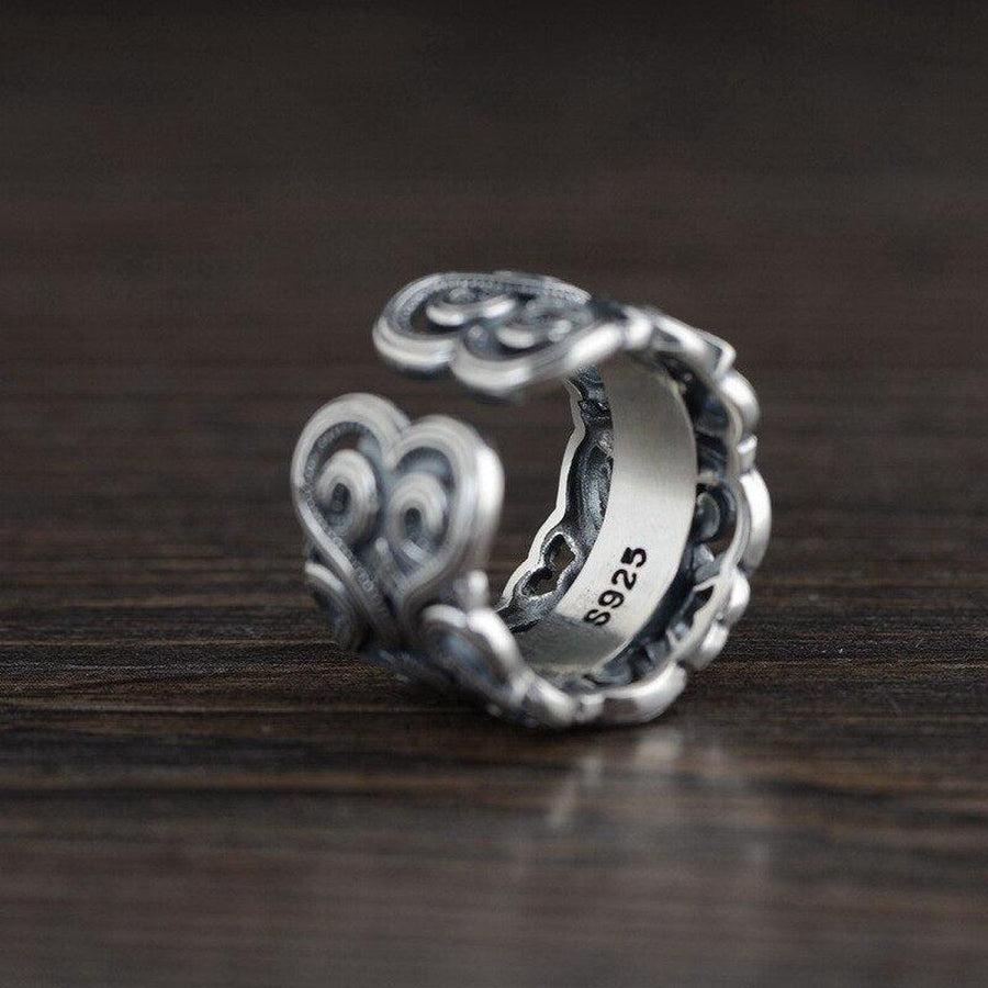 Bague ajustable en argent avec motif vintage