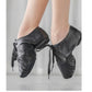 Ballerines noires en cuir synthétique avec lacets ajustables