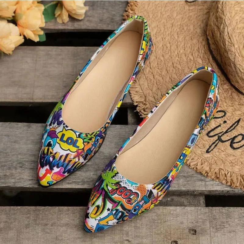 Ballerines pop art avec motifs colorés et semelle ergonomique