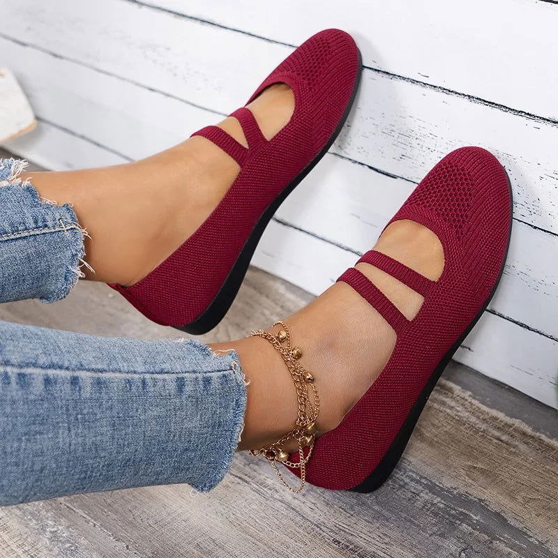 Vue de dessus des ballerines avec semelle antidérapante