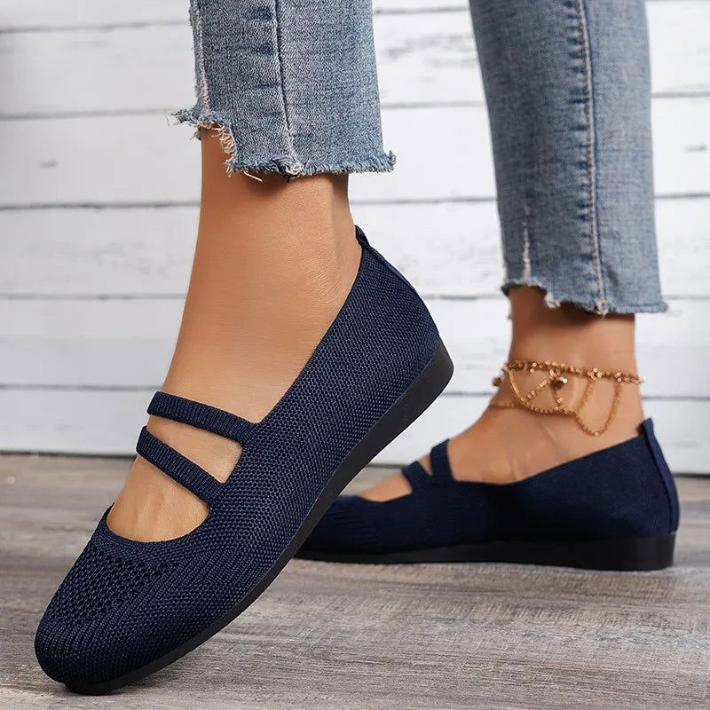 Vue arrière des ballerines montrant la structure tricotée