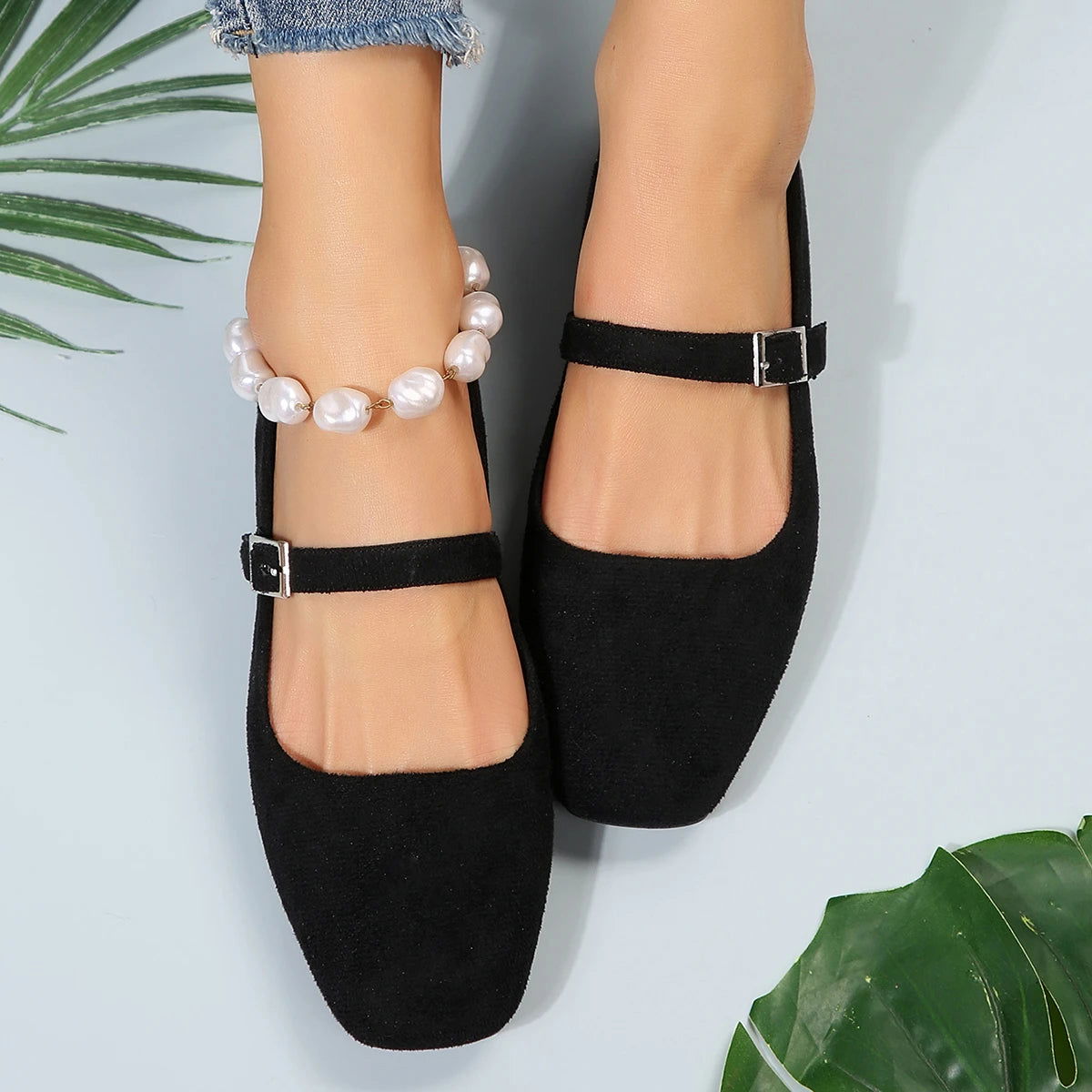 Ballerines en matériau doux et respirant, vue de dessus
