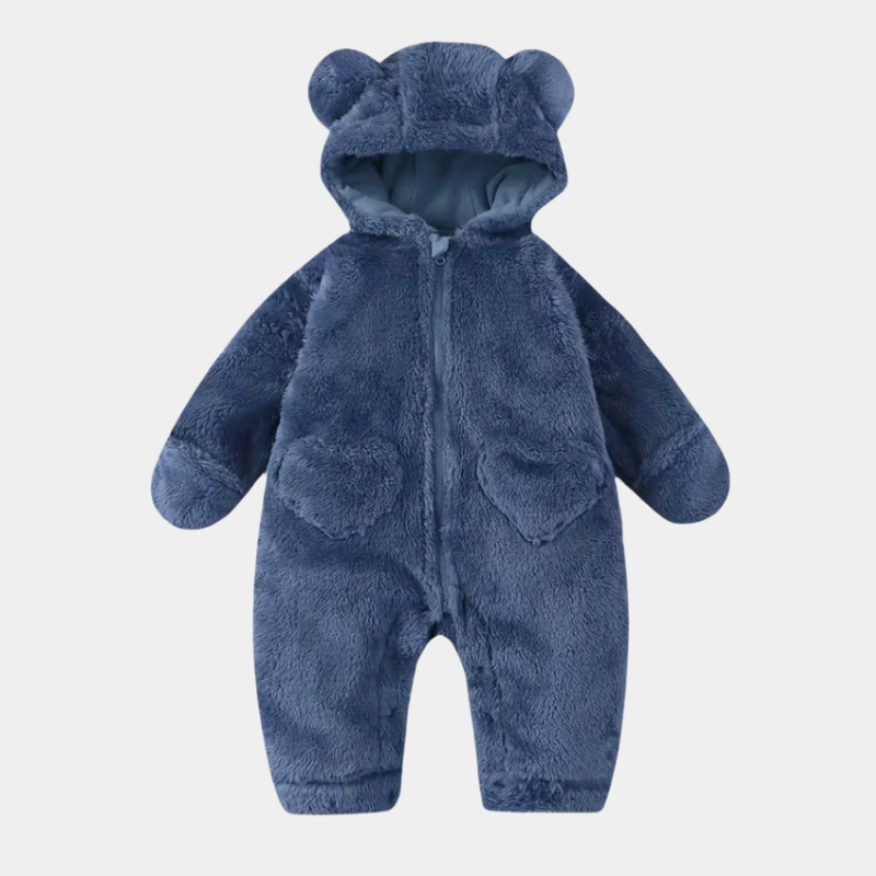 Combinaison ourson bleue, pratique et douce pour enfant