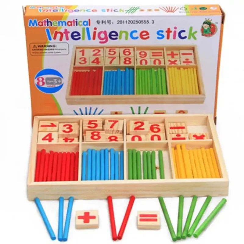 Bâtonnets éducatifs en bois pour activités mathématiques ludiques