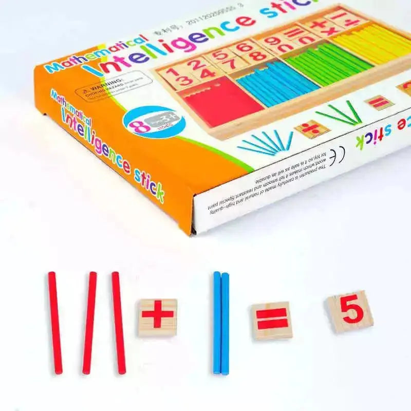 Bâtonnets Montessori alignés par couleur sur une table