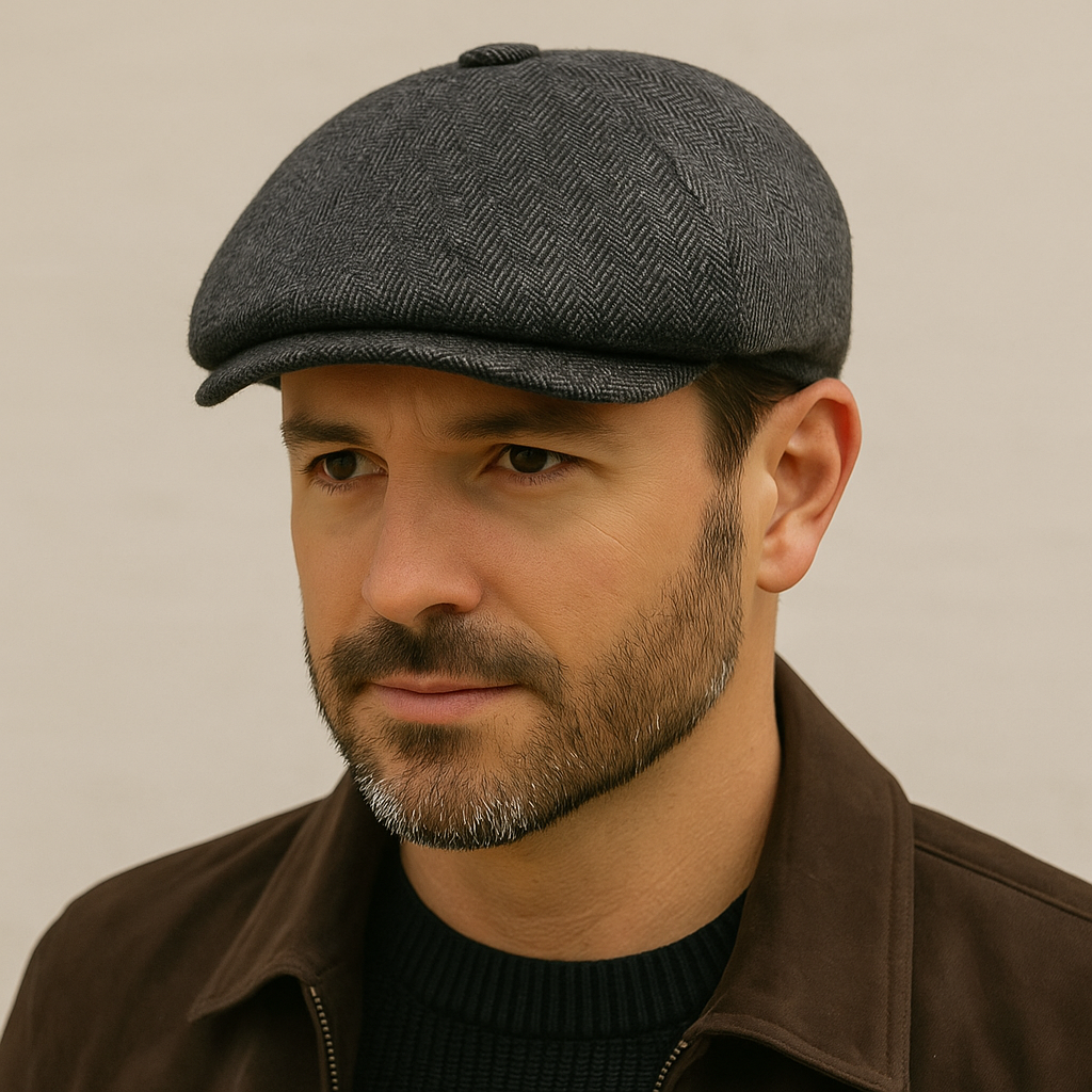 Casquette Gavroche Rétro-Chic beretcasquettegavrocheretrogris finitions visibles