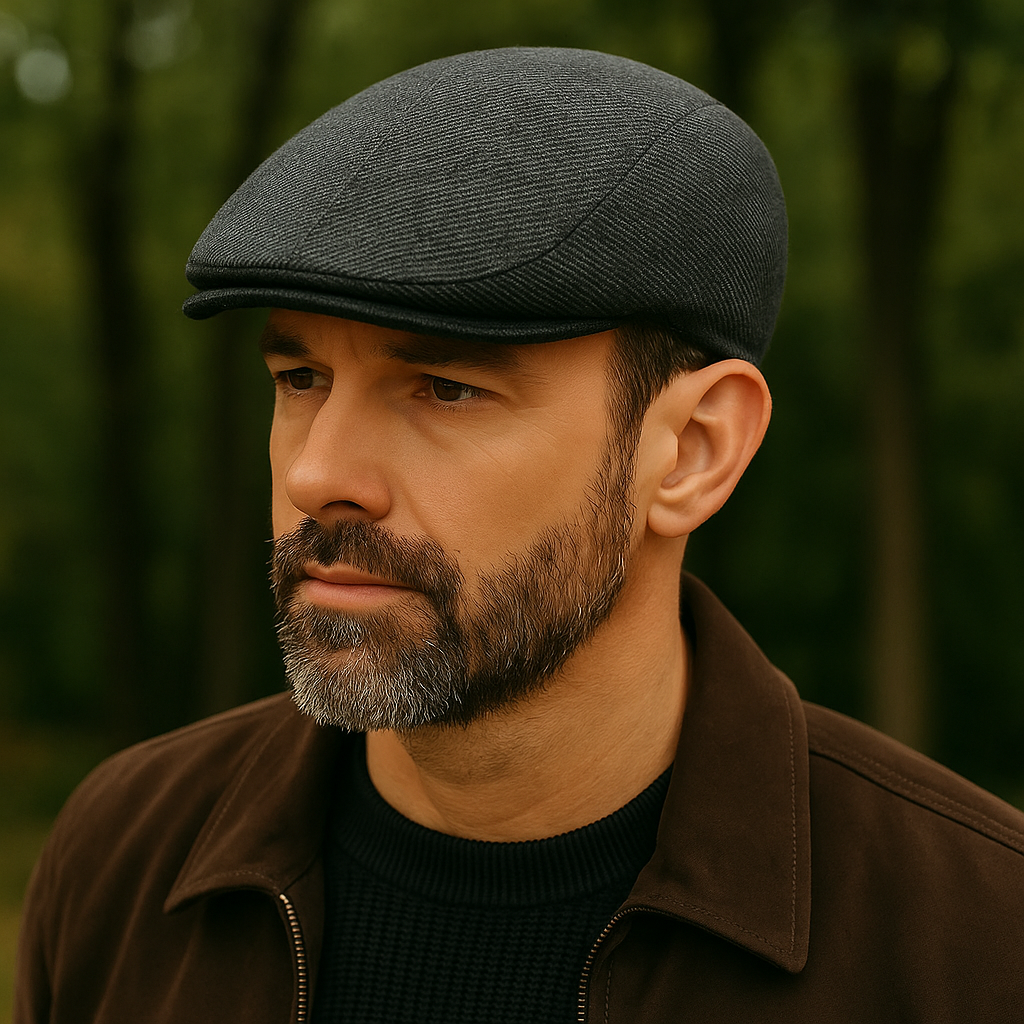 Béret gris en coton avec texture visible