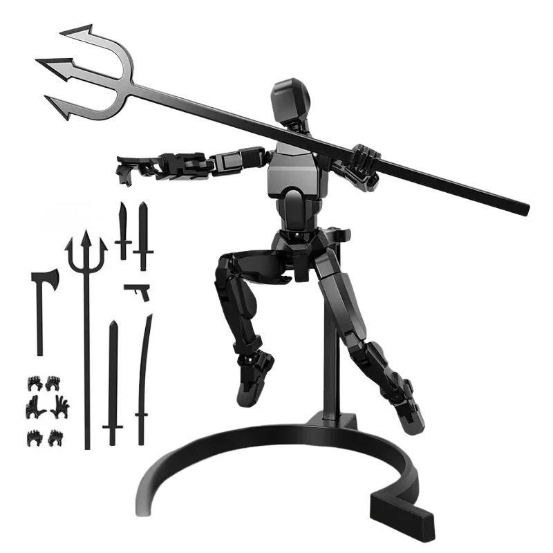Figure magnétique flexible noire avec détails articulés