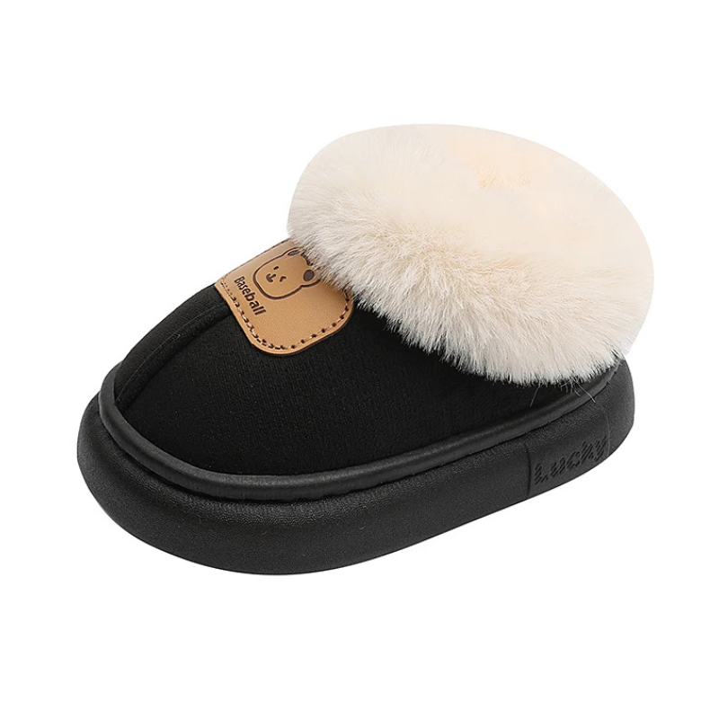 Chaussures noires pour enfant en fausse fourrure