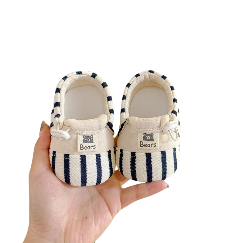 Chaussons noirs pour bébé, coton doux et sécurité