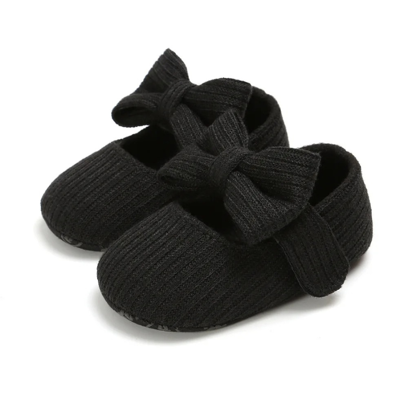 Chaussures bébé noires avec nœud décoratif
