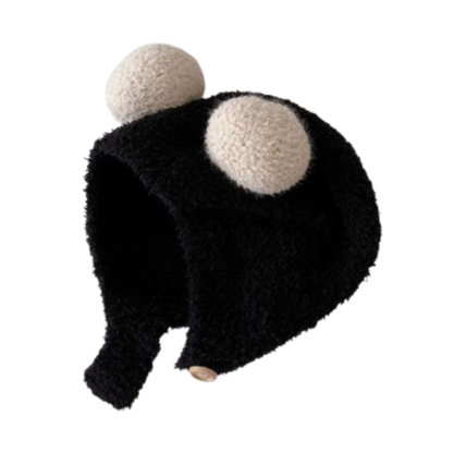 Bonnet noir doublé polaire pour enfant