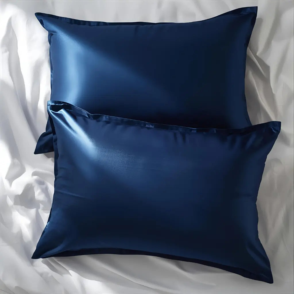 Taie d'oreiller en soie 19 momme bleu marine